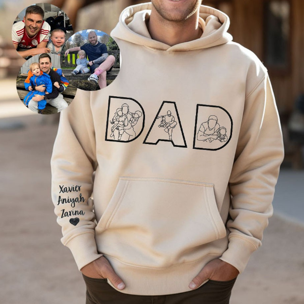 Father's Day Gift: Custom Photo DAD Hoodie with Kids Names