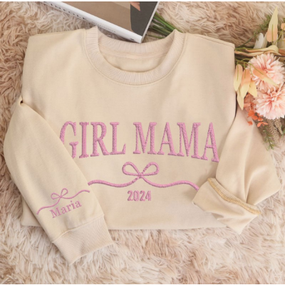 Personalized MOM Sweatshirt Custom Embroidered with Children's Names & Photo Outline, Est Year Mom Sweatshirt, Unique Mother's Day Gift for Mom Grandma