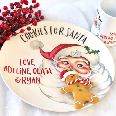 Custom Cookies For Santa Art Plate Set With Names Unique Christmas Gift Ideas Plate Gift