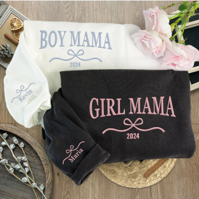 Personalized MOM Sweatshirt Custom Embroidered with Children's Names & Photo Outline, Est Year Mom Sweatshirt, Unique Mother's Day Gift for Mom Grandma